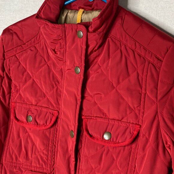 Gap Puffer Jacket Quilted LaSalle Red Belted Small Zip Snap Winter Warmth - Picture 3 of 11